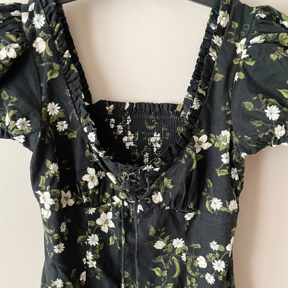 Anthropologie Maeve Linen Blend Puff-Sleeve Sweetheart Midi Dress - Picture 3 of 9